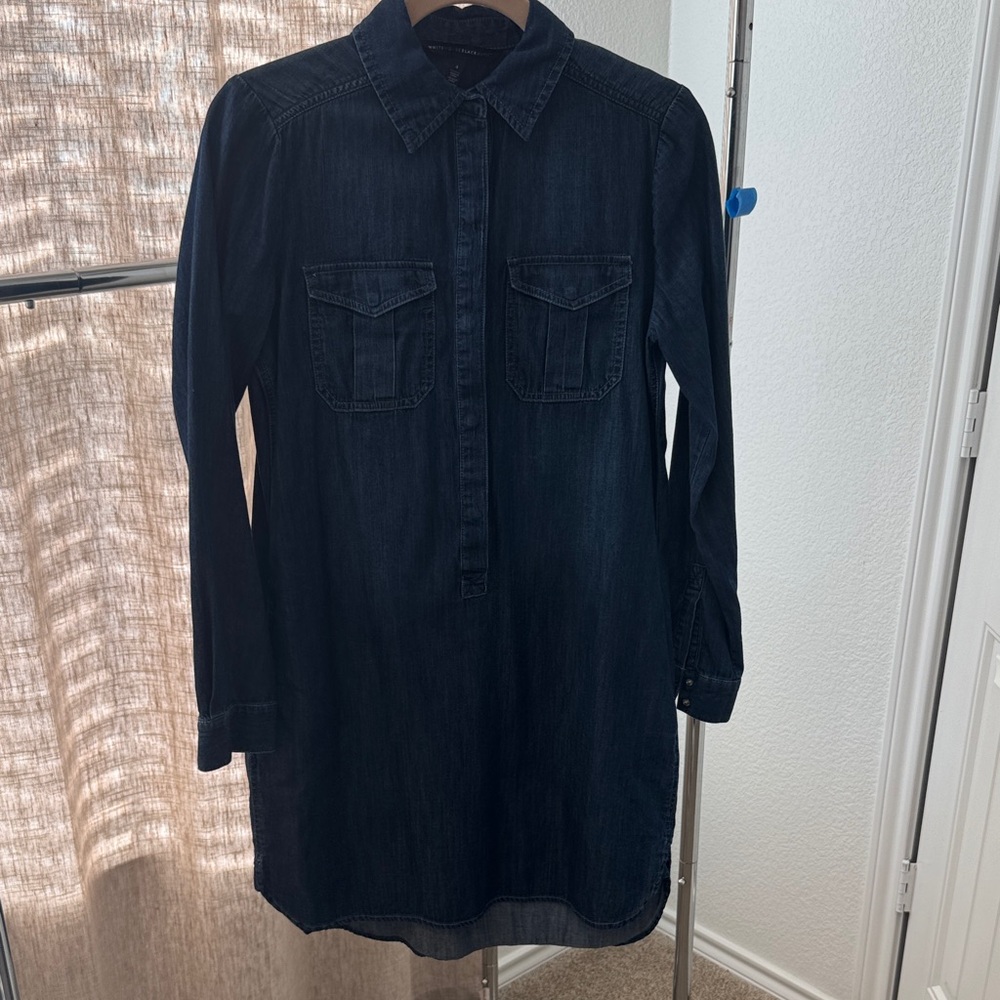 White House Black Market Dark Blue Long Sleeve Dress